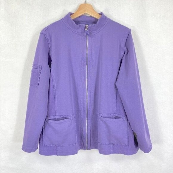 Coldwater Creek Lightweight Full Zip French Terry Jacket L Purple - Picture 1 of 9